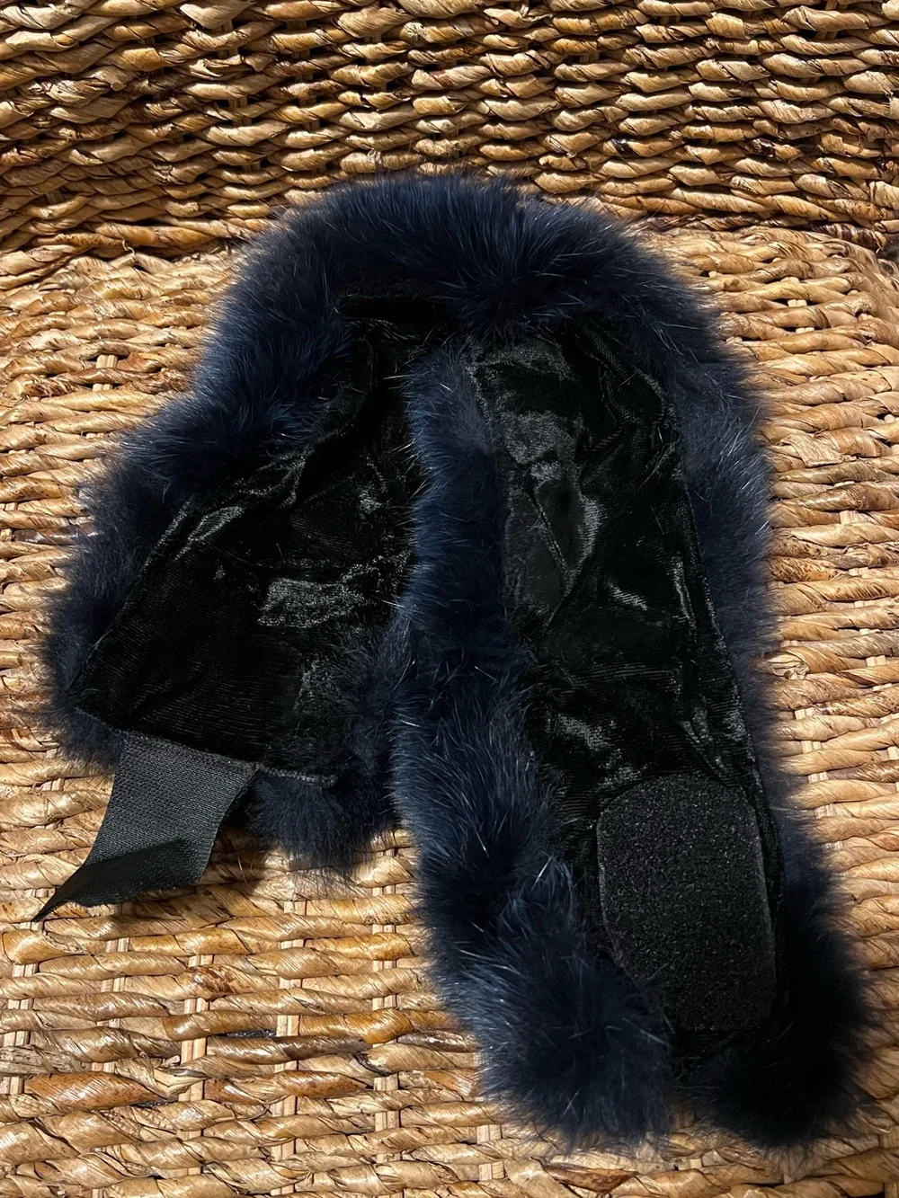UNBRANDED Navy Blue Fur And Rhinestone Headband